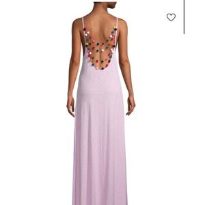 PITUSA Pom Pom-Back Maxi Dress Coverup Size S/M Pink Resort Wear
